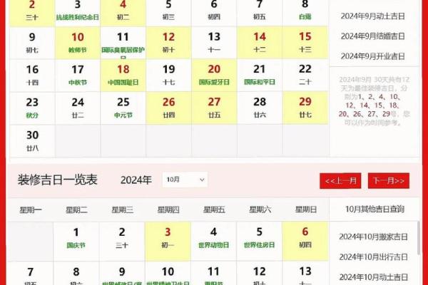2024年房子装修开工吉日查询
