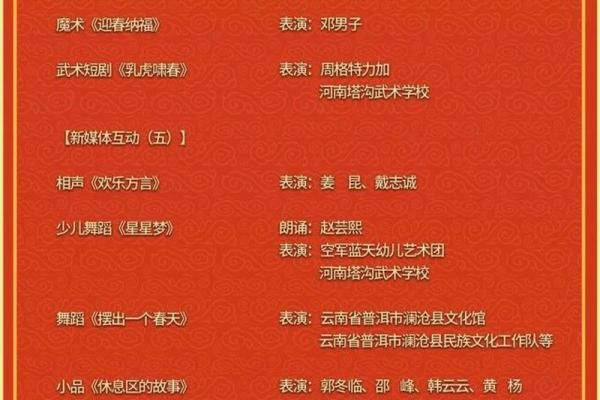 春节联欢晚会节目单2022