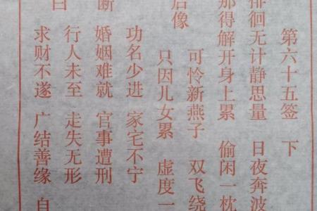 观音灵签第65签事业