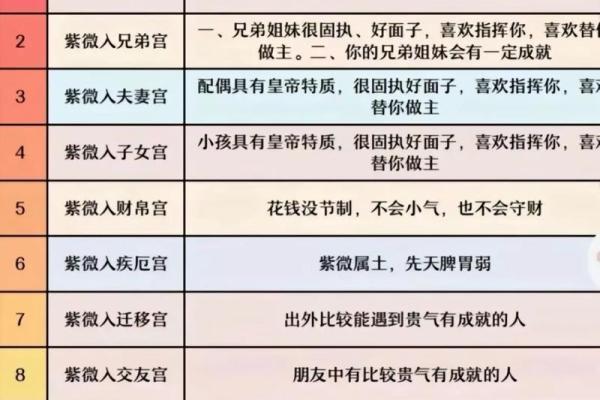 紫薇斗数各宫位